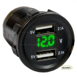 Авто / Мото USB зарядний пристрій Recessed Volt Green з вольтметром, IP54. Гарантія 6 міс. Авто / Мото USB зарядний пристрій Recessed Volt Green з вольтметром, IP54. Гарантія 6 міс.